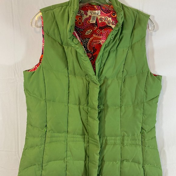 SOLD Lilly Pulitzer Green Quilted Pink Paisley Lined Puffer Vest - Picture 8 of 16